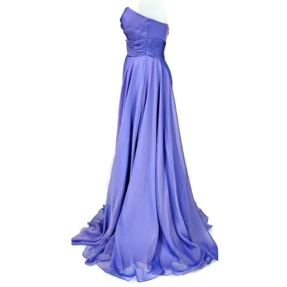 NWOT Alyce Paris Strapless Prom Dress Gown Iridescent Purple Size 2 Bridesmaid - Picture 4 of 10